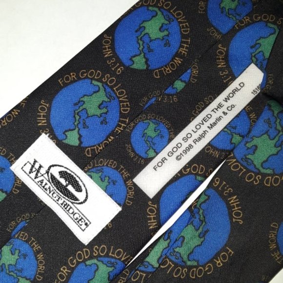 FOR GOD SO LOVED THE WORLD NECKTIE - WALNUT RIDGE TIE - BY HEIDI ANN PAULOWSKI - Picture 2 of 4